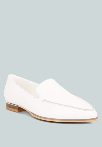 Rag & Co Richelli Metallic Sling Detail Loafers In White