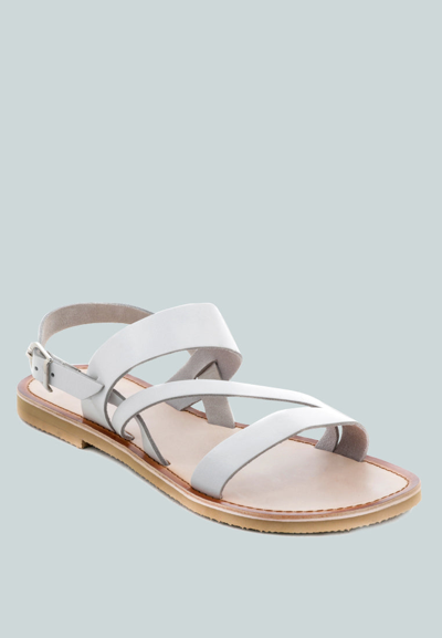 Rag & Co Mona White Flat Sandal With Ankle Strap
