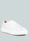 RAG & CO MAGULL SOLID LACE UP LEATHER SNEAKERS IN WHITE