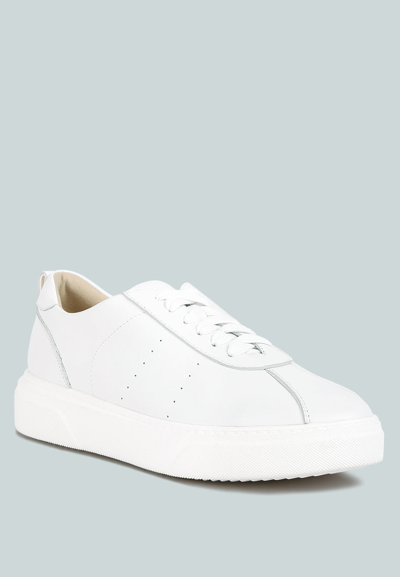 Rag & Co Magull Solid Lace Up Leather Sneakers In White
