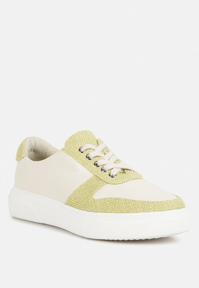 Rag & Co Kjaer Dual Tone Leather Sneakers In Green