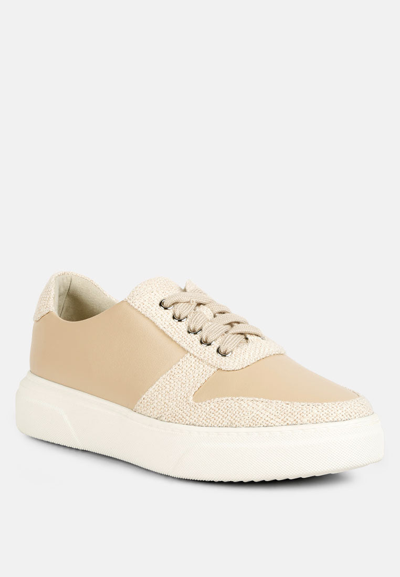 Rag & Co Kjaer Dual Tone Leather Sneakers In Beige