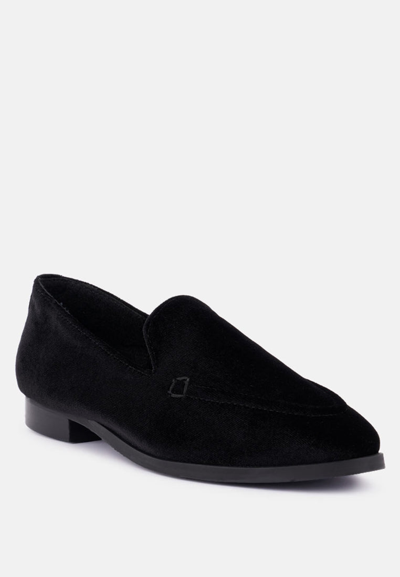 Rag & Co Luxe-lap Black Velvet Handcrafted Loafers