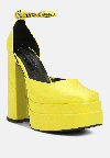 Rag & Co Martini Yellow Sky High Platform Sandals In Yellow/orange