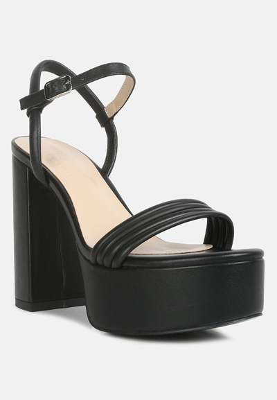 Rag & Co Cruella Black Block Heel Platform Sandals