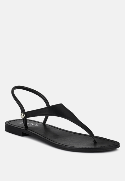 Rag & Co Madeline Black Flat Thong Sandals