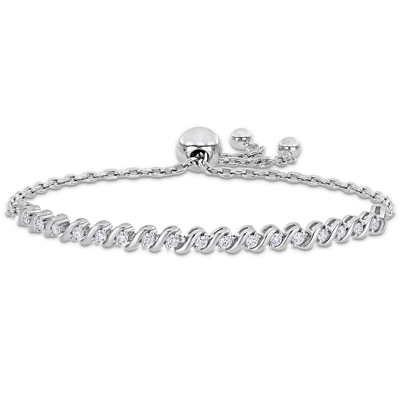 Mimi & Max 1/2ct Dew Created Moissanite S Link Adjustable Bolo Bracelet In Sterling Silver In White