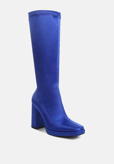 Rag & Co Presto Blue Stretchable Satin Long Boot