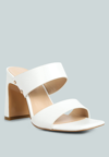 RAG & CO ALODIA SLIM BLOCK HEEL SANDALS IN WHITE