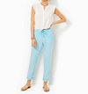 Lilly Pulitzer Taron Linen Pant In Celestial Blue X Resort White In Multi