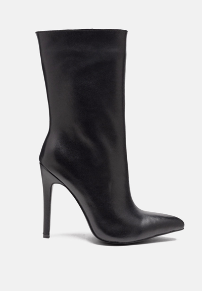 Rag & Co Nagini Over Ankle Pointed Toe High Heeled Boot In Black