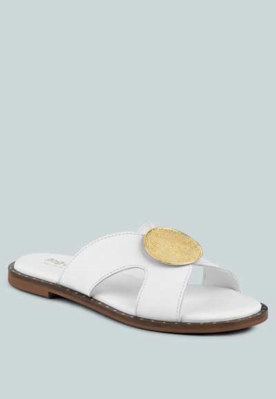 Rag & Co Eudora Embellished White Slip-ons Sandal