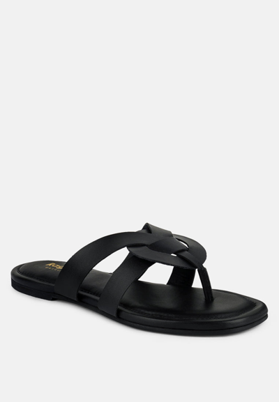 Rag & Co Angeles Black Flat Slip Ons Sandals