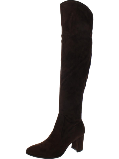 Marc Fisher Lella Womens Faux Suede Knee-high Boots In Brown