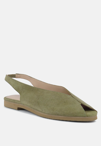 Rag & Co Gretchen Green Slingback Flat Sandals