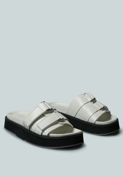 Rag & Co X Aniston Buckled Flatform White Slip-on Sandal