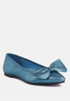 Rag & Co Pie-tribe Metallic Bow Ballerinas In Blue In Blue