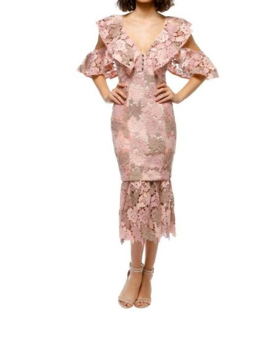 Elliatt Lace Midi Dress In Blush In Pink
