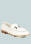 RAG & CO HOLDA HORSEBIT EMBELLISHED LOAFERS WITH STITCH DETAIL IN OFF WHITE