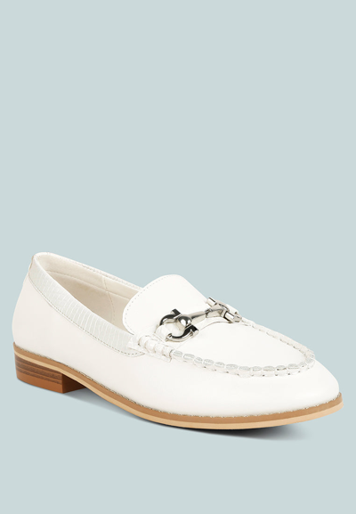 Rag & Co Holda Horsebit Embelished Loafers With Stitch Detail In Off White