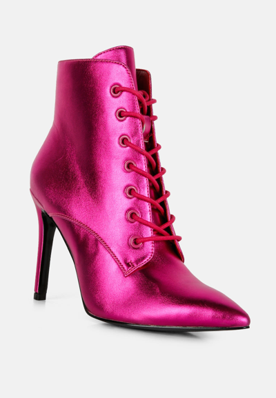Rag & Co Piet Fuchsia Metallic Stiletto Ankle Boot In Pink