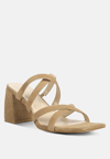 Rag & Co Valentina Strappy Casual Block Heel Sandals In Tan In Multi