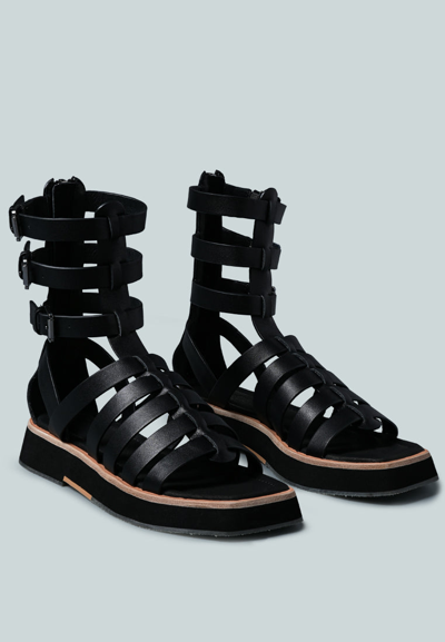 Rag & Co X Robbie Gladiator Square Toe Sandal In Black