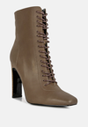Rag & Co Wyndham Olive Brown Lace Up Leather Ankle Boots