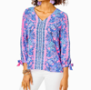 Soleil Pink Palm Paradise Engineered Woven Top