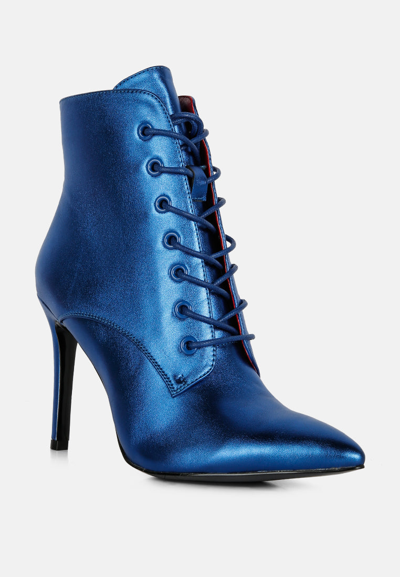 Rag & Co Piet Blue Metallic Stiletto Ankle Boot