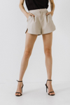 GREY LAB ANNY VEGAN LEATHER SHORTS IN TAUPE