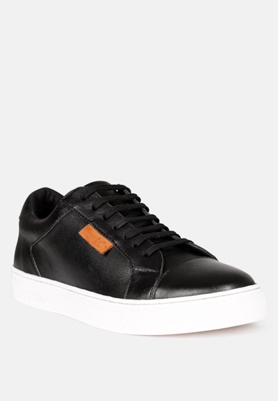 Rag & Co Ashford Black Fine Leather Handcrafted Sneakers