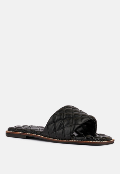 Rag & Co Odalta Black Handcrafted Quilted Summer Flats