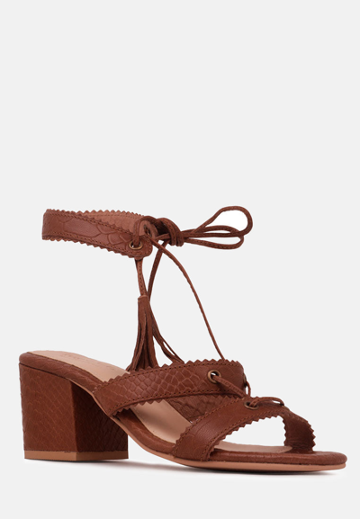 Rag & Co Zena Ankle Tie Sandal In Brown