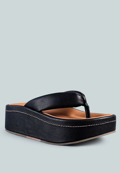 Rag & Co X Welch Black Thong Platform Sandals