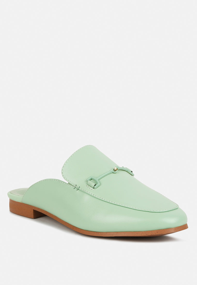 Rag & Co Kristy Horsebit Embellished Mules In Mint Green