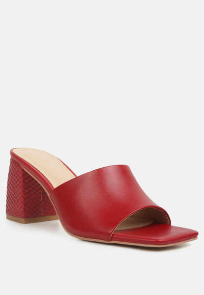 Rag & Co Audriana Red Textured Block Heel Sandals