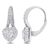 Mimi & Max 2ct Dew Created Moissanite Heart Halo Leverback Earrings In Sterling Silver In White