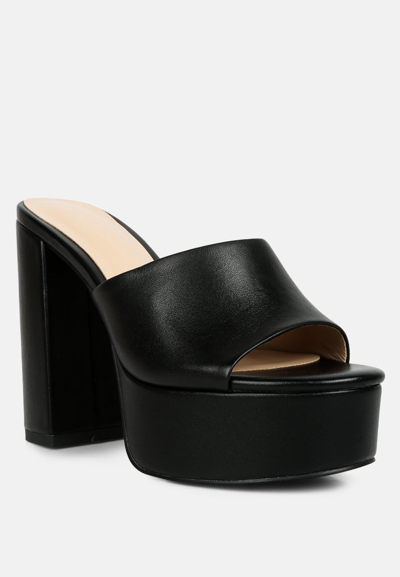 Rag & Co Shuri Open Toe High Block Heel Sandals In Black