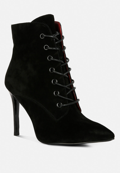 Rag & Co Sulfur Black Suede Leather Stiletto Ankle Boot