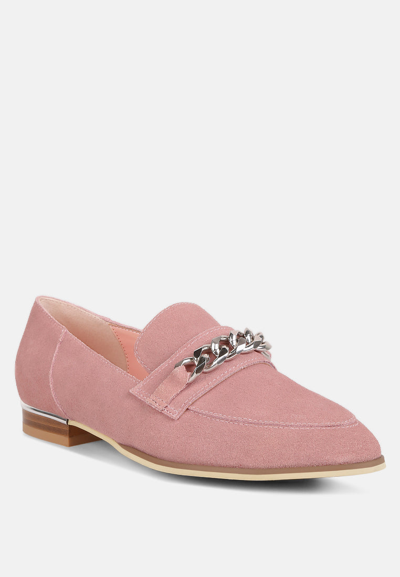 Rag & Co Ricka Chain Embellished Loafers In Pink