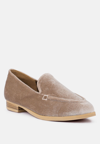Rag & Co Luxe-lap Taupe Velvet Handcrafted Loafers In Brown