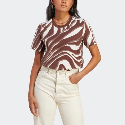 Adidas Originals Women's Adidas Abstract Allover Animal Print Tee In Brown