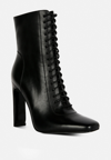 Rag & Co Wyndham Black Lace Up Leather Ankle Boots