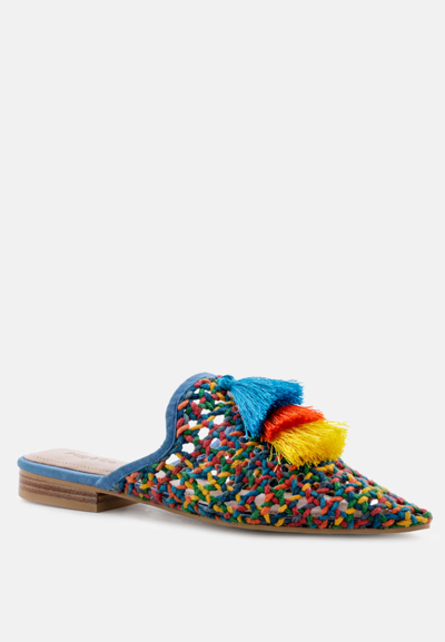 Rag & Co Zooey Colorful Woven Flat Mules In Yellow