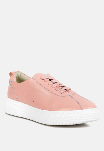 Rag & Co Magull Solid Lace Up Leather Sneakers In Pink