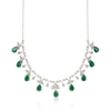 ROSS-SIMONS EMERALD AND . DIAMOND NECKLACE IN STERLING SILVER