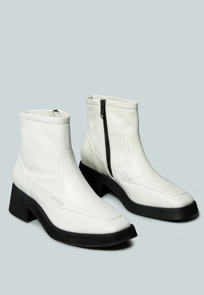 Rag & Co X Oxman Classic White Ankle Boot