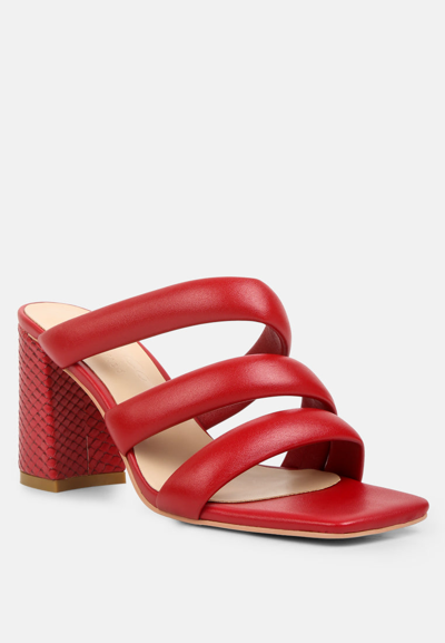 Rag & Co Kywe Red Textured Heel Chunky Strap Sandals