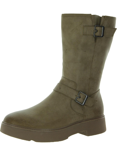 Dr. Scholl's Shoes Vip Womens Faux Leather Mid-calf Motorcycle Boots In Multi